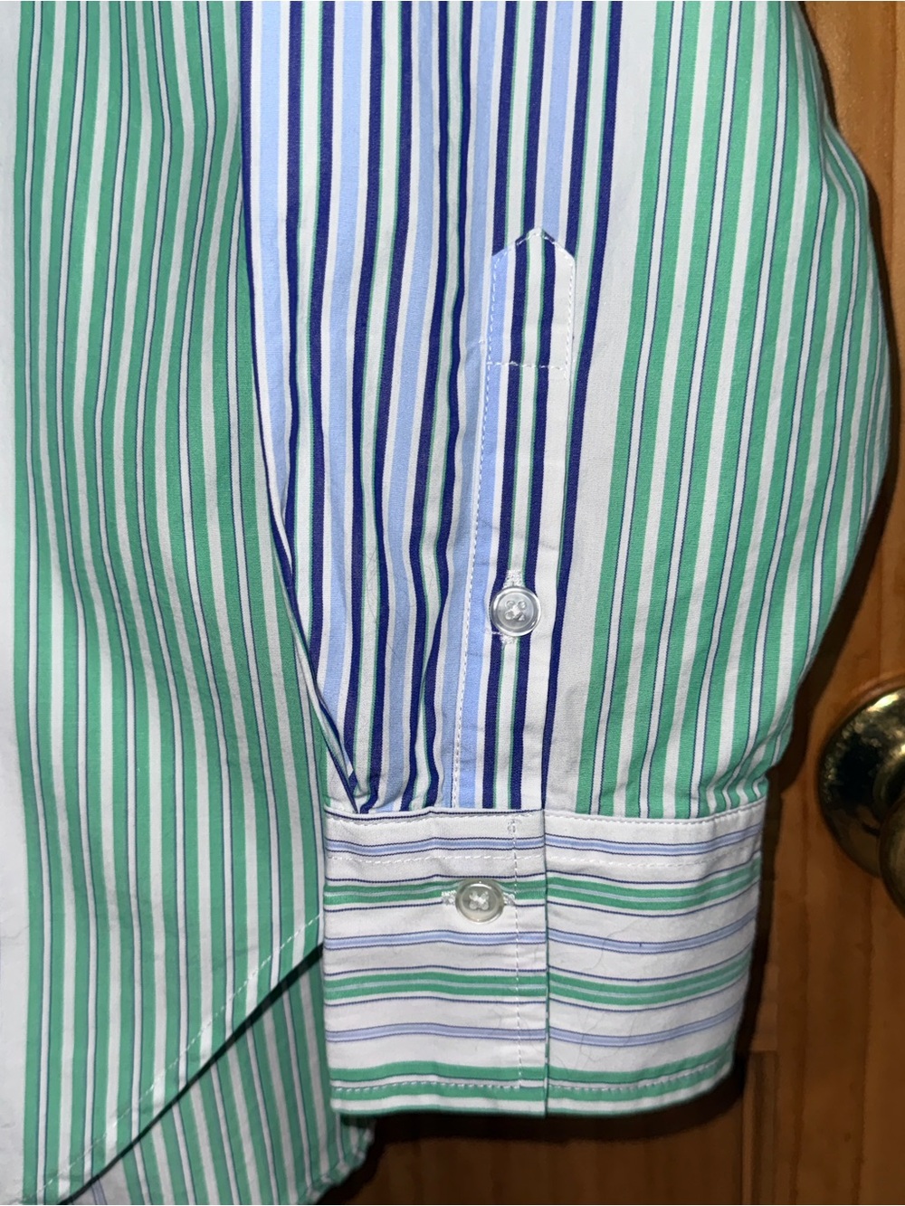 Free Assembly Oversized Striped Button-Down Shirt-Green & Blue-S-EC. - Picture 6 of 13